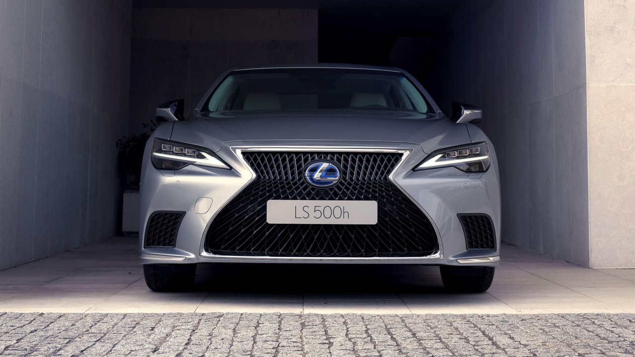 Front view of a parked Lexus LS