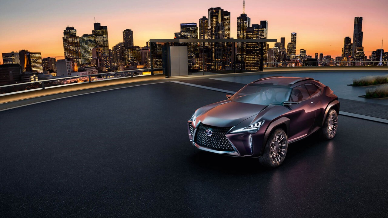 Lexus UX Compact Crossover concept car in a city environment